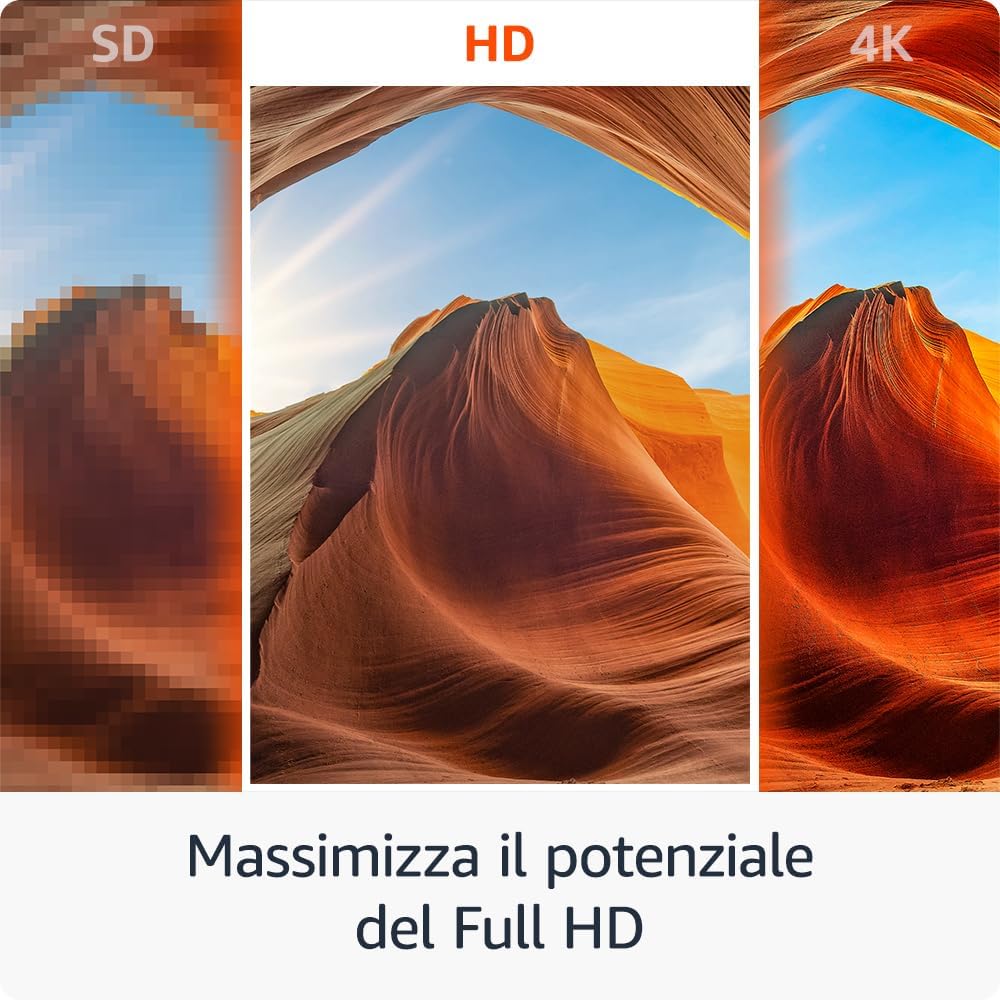 Amazon Fire TV Stick HD (Ultimo modello), TV gratuita e in diretta, telecomando vocale Alexa, controlli per Casa Intelligente, streaming HD